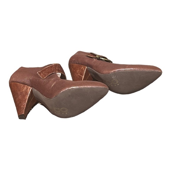 Paco Pacogil Leather Cone Heel Mary Jane Pump Brown 8B - Picture 7 of 8